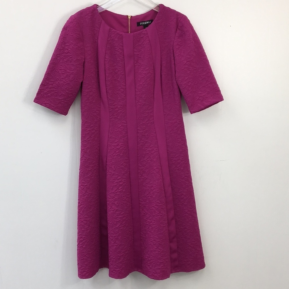 Roz + Ali Pink Short Sleeve Formal Midi Dress Size 6 EXCELLENT Condition